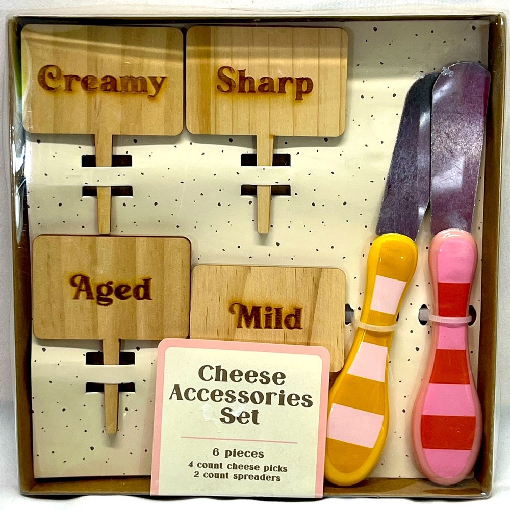 Bright Star‎ Products 6 piece Cheese Accessories Set with Colorful Spreaders New